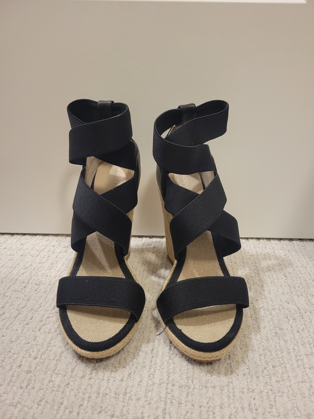 Made In Spain Black Strappy Wedge Heeled Sandals
